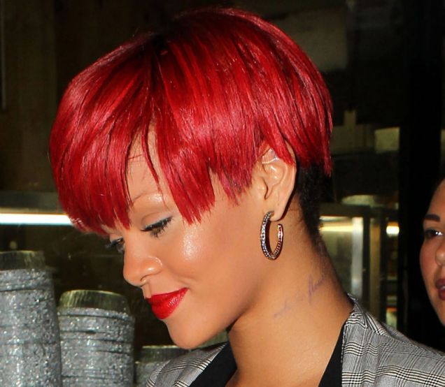 rihanna red hair curly hair. Rihanna+new+look+red+hair